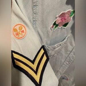 NWOT Rails Carter Embroidered Vintage Chambray Denim Patch Shirt S